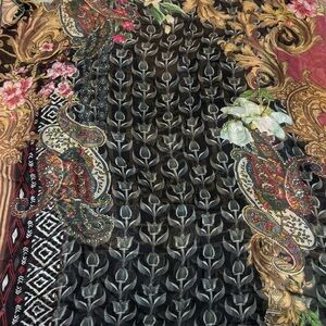 Oversized Baroque Floral & Paisley Scarf | Wrap Dark Romantic Chiffon Shawl
